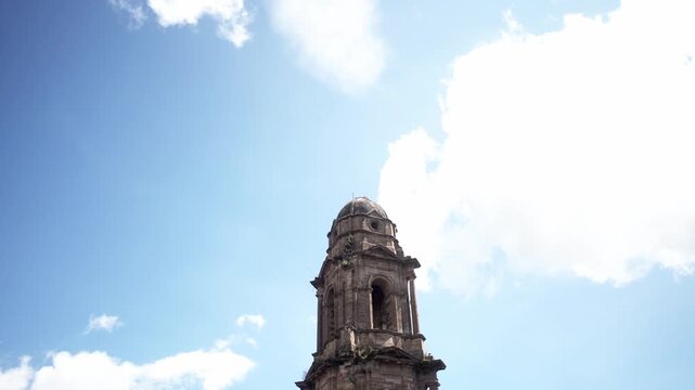 Ruins of a Catholic church where the Paricut&iacute;n volcano erupted. Mexico.