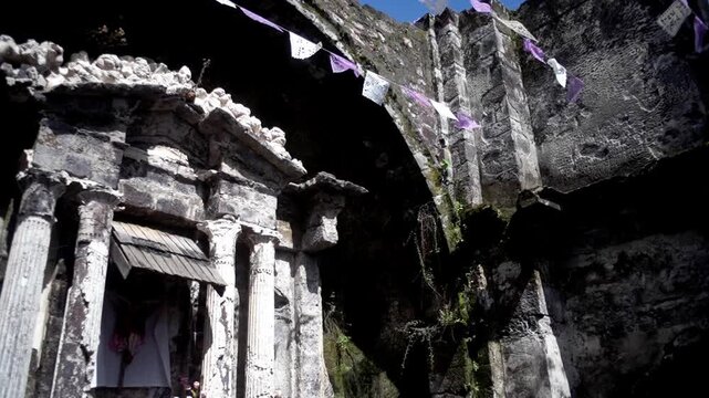 Ruins of a Catholic church where the Paricut&iacute;n volcano erupted. Mexico.
