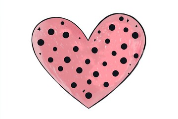 Heart Shape Design With Polka Dots in Pink and Black Colors for Creative Projects and Decorations
