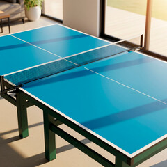 Two Ping Pong Paddles and a Ball on a Table