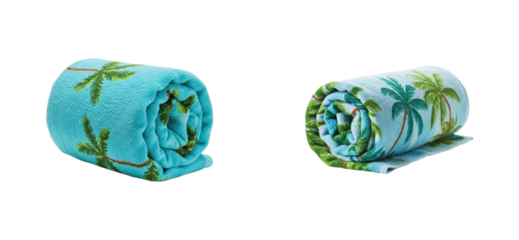 Tropical-themed bath towels for relaxing beach days home product bright and colorful top summer vibes. Cut out set png