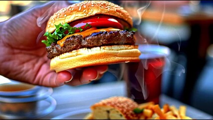 Celebrate national eat outside day with a tasty cheeseburger and fries at a local cafe