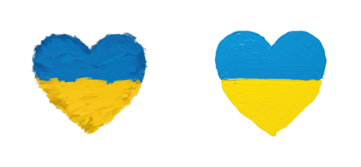 Support for ukraine heart symbols warm environment creative perspective unity concept. Cut out set png