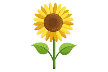 Obraz premium Minimal Flat Vector Illustration of One Yellow Sunflower
