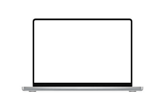 Laptop with blank screen isolated on transparent or white background