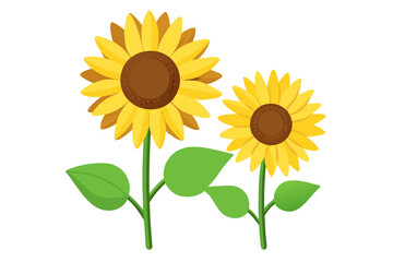 Obraz premium Minimal Flat Vector Illustration of Two Yellow Sunflowers