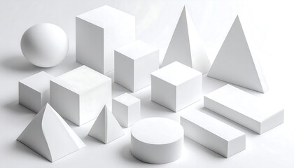 Obraz premium White Geometric Shapes Background.