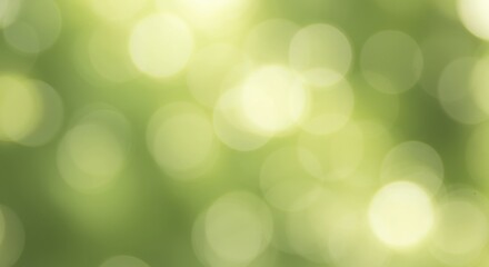Fototapeta premium Soft green bokeh background with bright sunlight and blurred circles, creating a peaceful and natural atmosphere