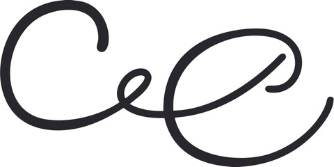 Elegant calligraphy monogram of the letters c and e