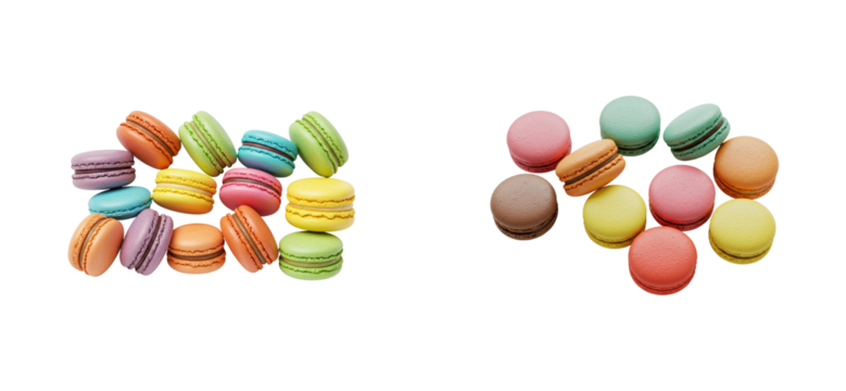 Delightful macarons display bakery food colorful environment sweet treat concept. Cut out set png