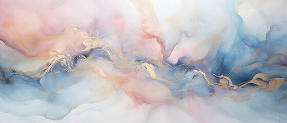 Abstract watercolor painting with soft pastel colors and flowing textures