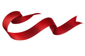  Logo with a red ribbon on a white background, vector art, fluttering in the wind, red cloth.