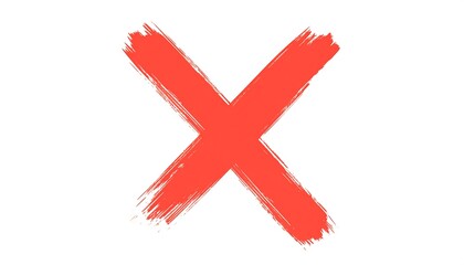 Red X mark with brush strokes