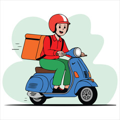 Food or parcel delivery rider vector artwork