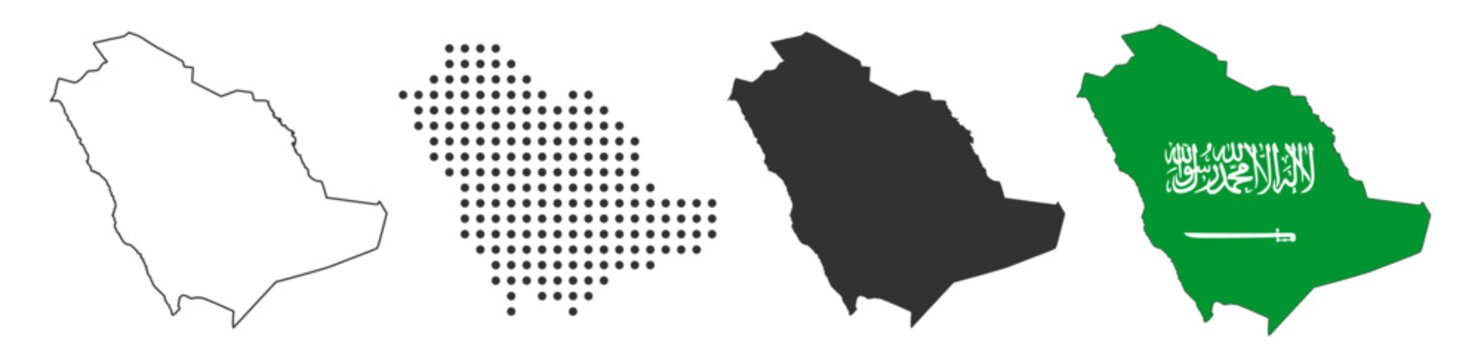 Saudi Arabia map flag icons desert islam sword arabic on transparent background