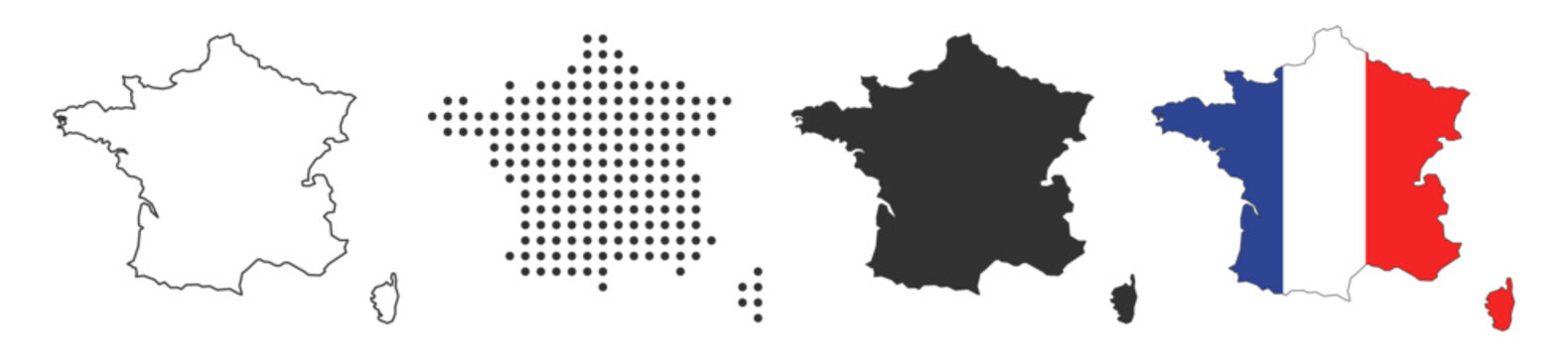 France map and flag vector icon on transparent background