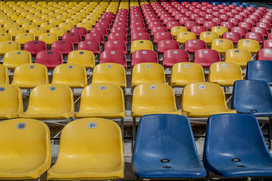 Empty seats in a sports stadium