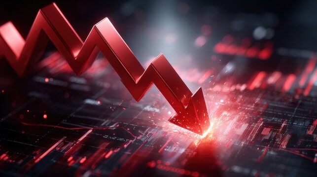 Red Arrow Pointing Down Symbolizing Market Crash