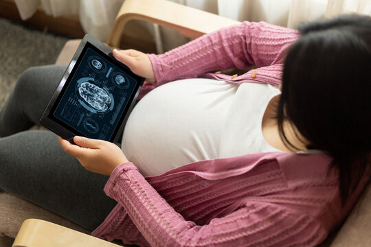 Medical science technology and futuristic healthcare virtual computer software analyze human health and diagnose disease for doctor data and medical research. brisk