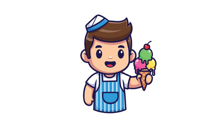 Adorable Ice Cream Vendor VECTOR Illustration Cute Cartoon Character
