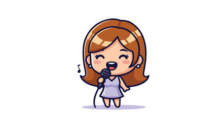 Adorable Singer Girl VECTOR Illustration Cute Cartoon Character Design