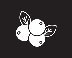 Blueberry icon silhouette symbol. Vector isolated, icon setin black and white stroke lines
