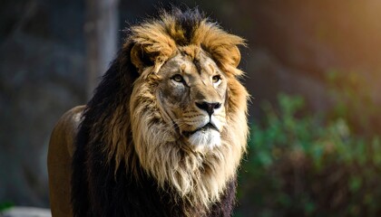 Fototapeta premium Majestic lion portrait in nature