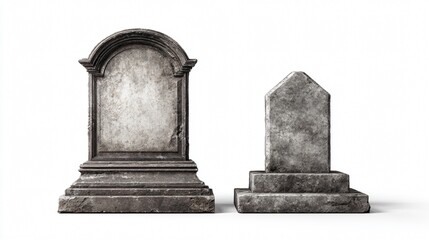Blank Tombstone Set Mockup Isolated on White Background