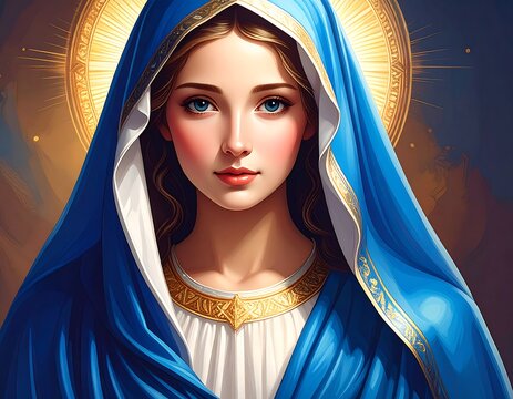 Religious saint portrait, digital art