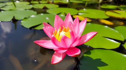 Blossom of waterlily in tropical pond