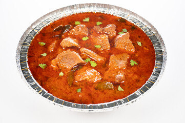 Indian Goat Curry Dish Menu Item on white background