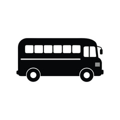 Classic American School Bus Silhouette Vector on White Background