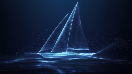 Abstract Sailboat on Dark Water