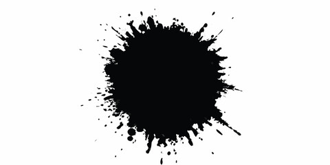 Black ink splatter abstract design on white background