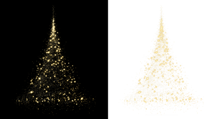 Glowing tree illustration with sparkling light effects and bokeh, transparent PNG. Perfect for Christmas, winter holiday designs, festive decorations, greeting cards