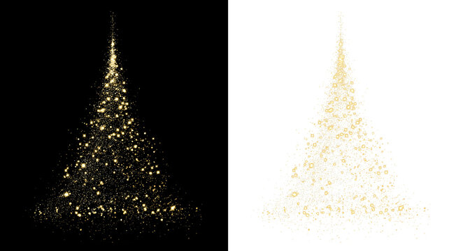 Glowing tree illustration with sparkling light effects and bokeh, transparent PNG. Perfect for Christmas, winter holiday designs, festive decorations, greeting cards