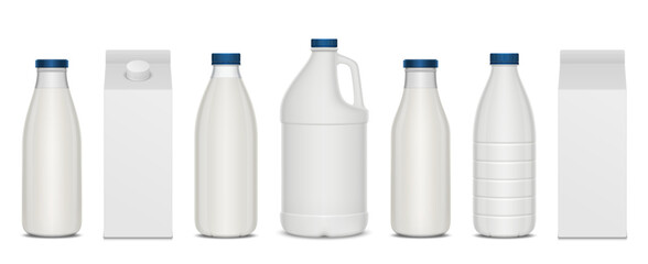 Set of vector milk containers