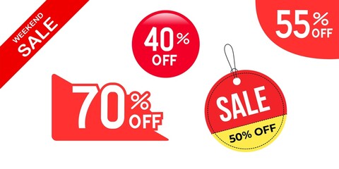 Sale tags set, set of sale tags, sale labels set, price discount tags, set shopping sale