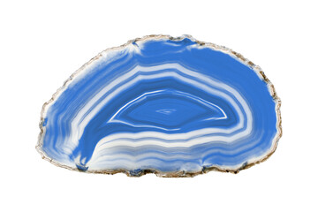 A painted Blue agate slice with white veins on a white background is perfect for jewelry. Its natural layers enhance the beauty of handmade accessories.
