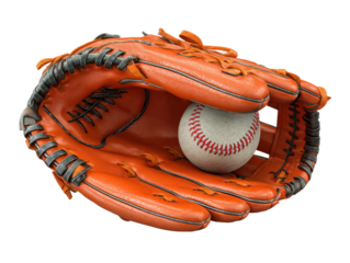 Baseball glove and ball action sports equipment studio setting