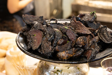 A portion of roast beef on a tray