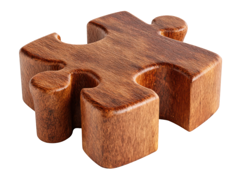 Wooden puzzle piece display home decor minimalist studio close-up