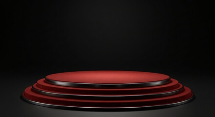 empty podium on red background