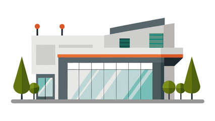 Obraz premium Minimalist Modern Shopping Mall Exterior Urban Retail Design