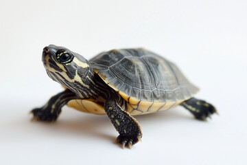 Obraz premium Close-Up of a Tortoise on White Background – Wildlife and Nature Concept 