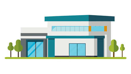Naklejka premium Minimalist Modern Shopping Mall Exterior City Urban Retail Graphic