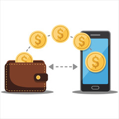 Online payment transaction vector graphic white background