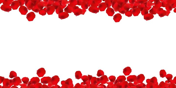 Red rose petals frame on transparent background	