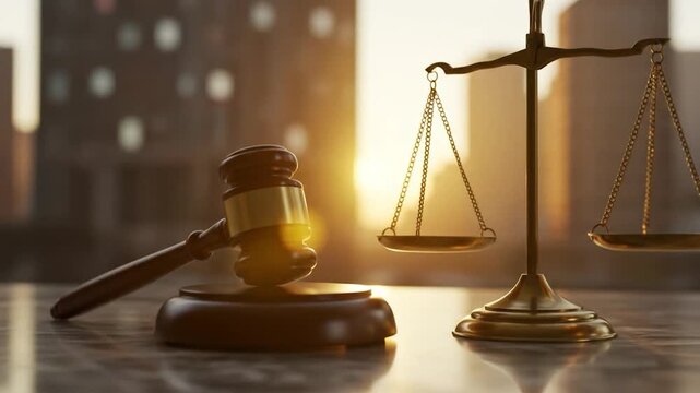 Scales of justice and gavel representing legal system regulations and fair judgment