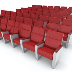 Red theater seats in rows
